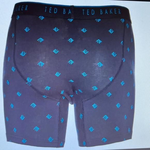 (3) Ted Baker Cotton Stretch Boxer Briefs- Navy Logo Print - Picture 6 of 11